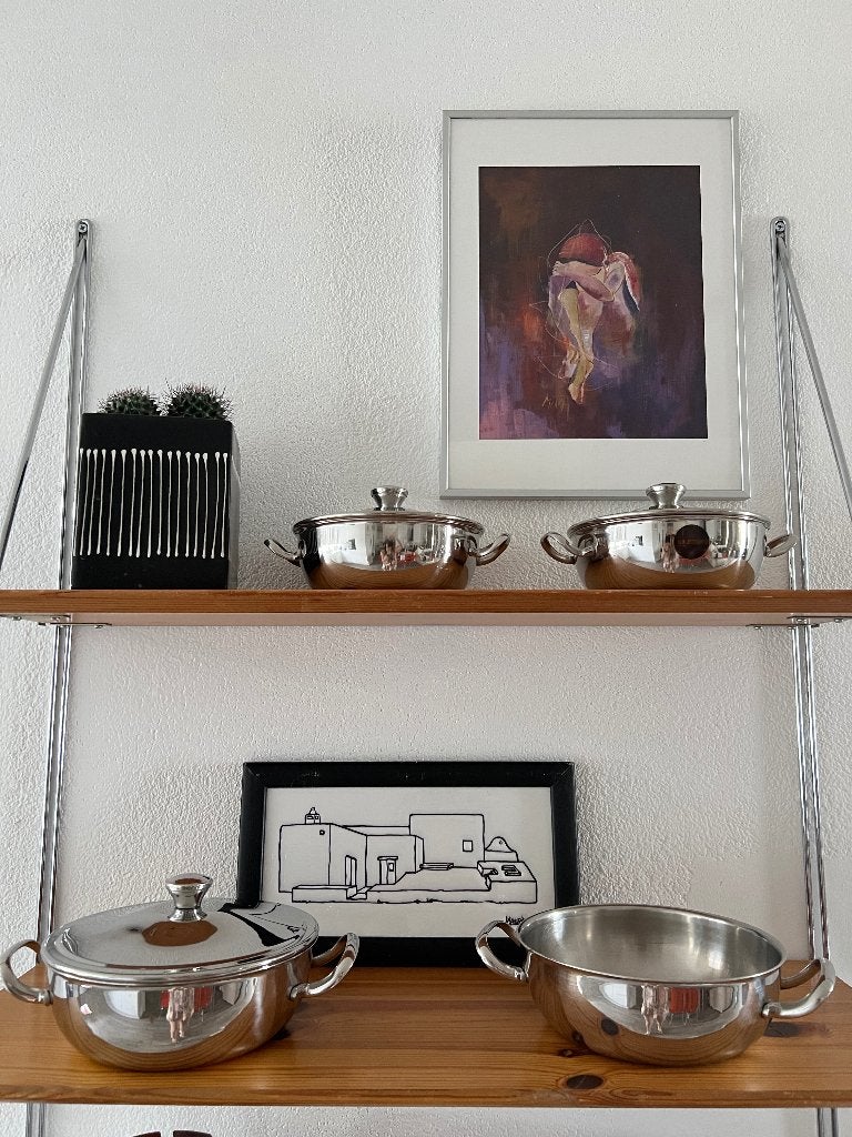 Vintage Alfra Alessi Pans RVS 18/10 - Italy, Ophalen, Gebruikt, Rvs, Overige merken