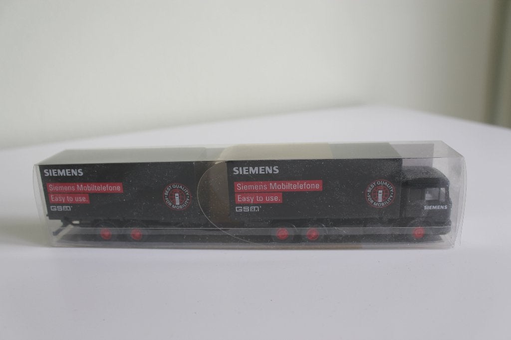Reclamemodel van Wiking Man F90 met wisselbakken "Siemens", Ophalen of Verzenden, Zo goed als nieuw, Bus of Vrachtwagen, Wiking