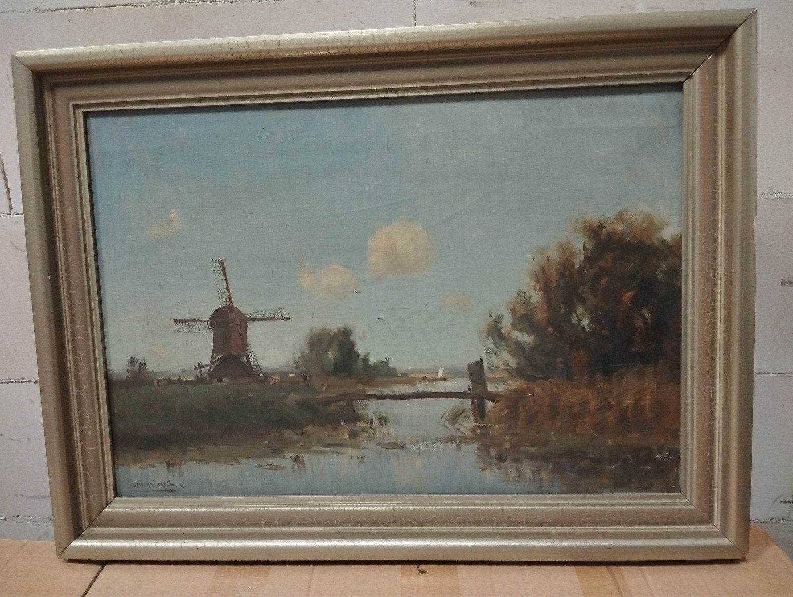 (Origineel) Jan Knikker Sr. - Hollands Landschap, Doek, Realistisch, Ophalen of Verzenden, Gesigneerd