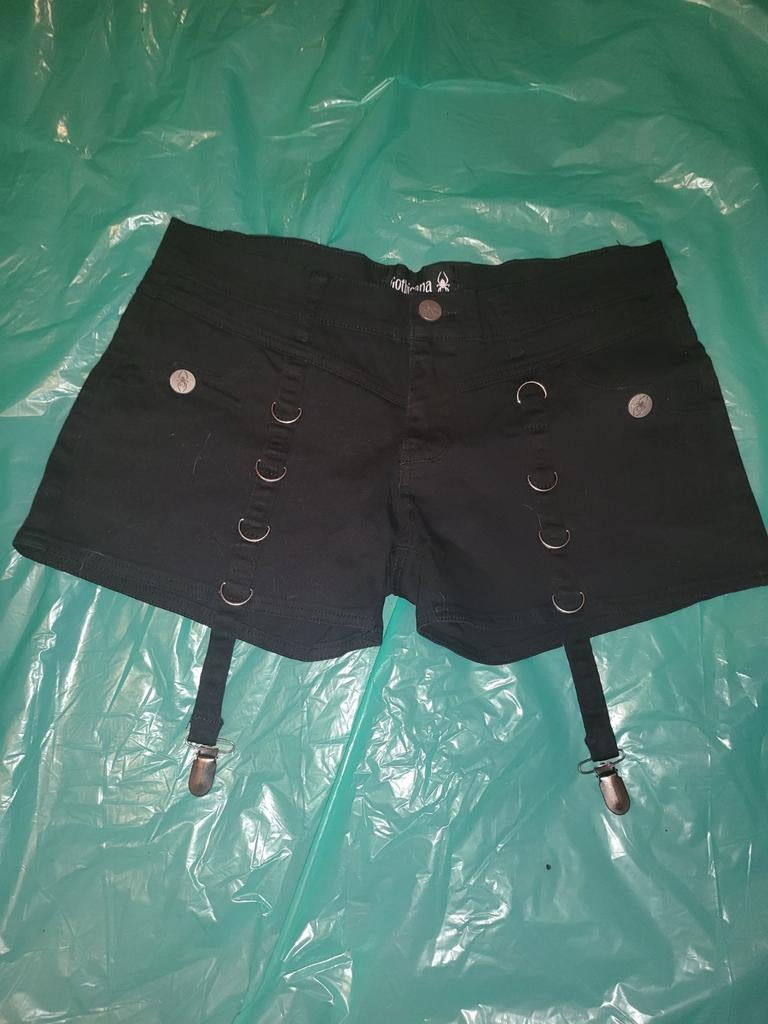 Zwarte Gothicana by EMP shorts met jarretelclips, Kort, Verzenden, Zwart, Zo goed als nieuw