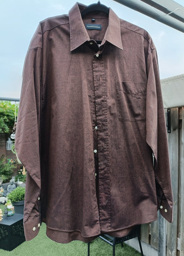 blouse overhemd heren maat xxl, V&D, Bruin, Ophalen of Verzenden, Zo goed als nieuw