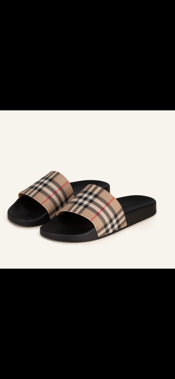 Burberry slippers maat 44/45, Ophalen of Verzenden, Zo goed als nieuw, Zwart, Slippers