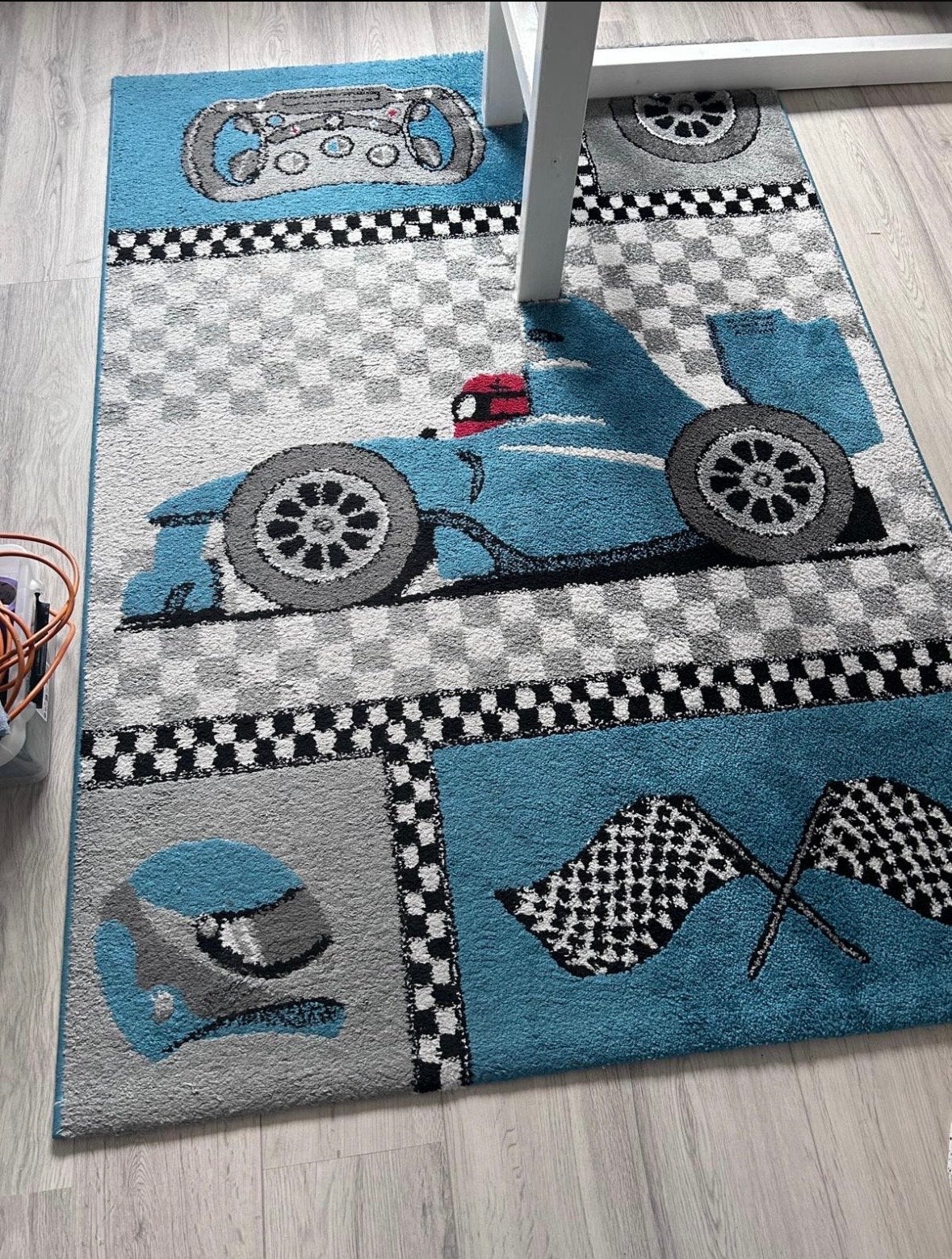 Vloerkleed auto's 170x120cm - Racebaan design, Gebruikt, 100 tot 150 cm, Blauw, Ophalen of Verzenden