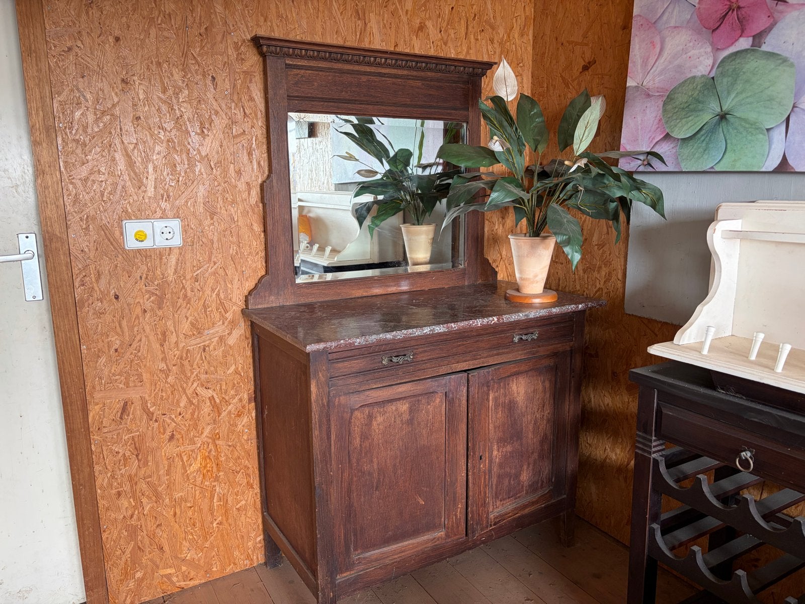 Antiek dressoir met spiegel en marmeren blad, Ophalen