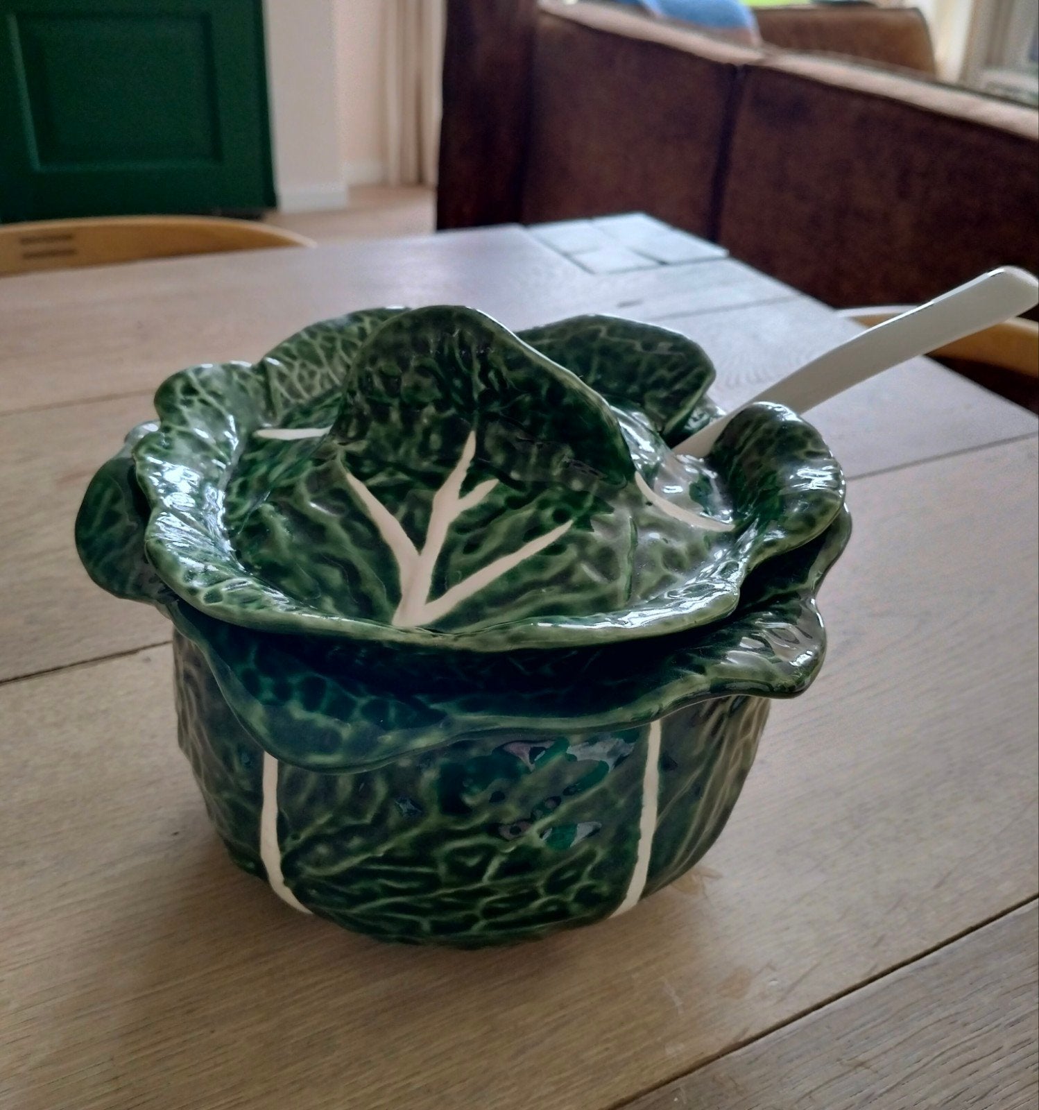 Bordallo Pinheiro | soepterrine Cabbage met soeplepel, Ophalen, Zo goed als nieuw, Keramiek, Overige stijlen