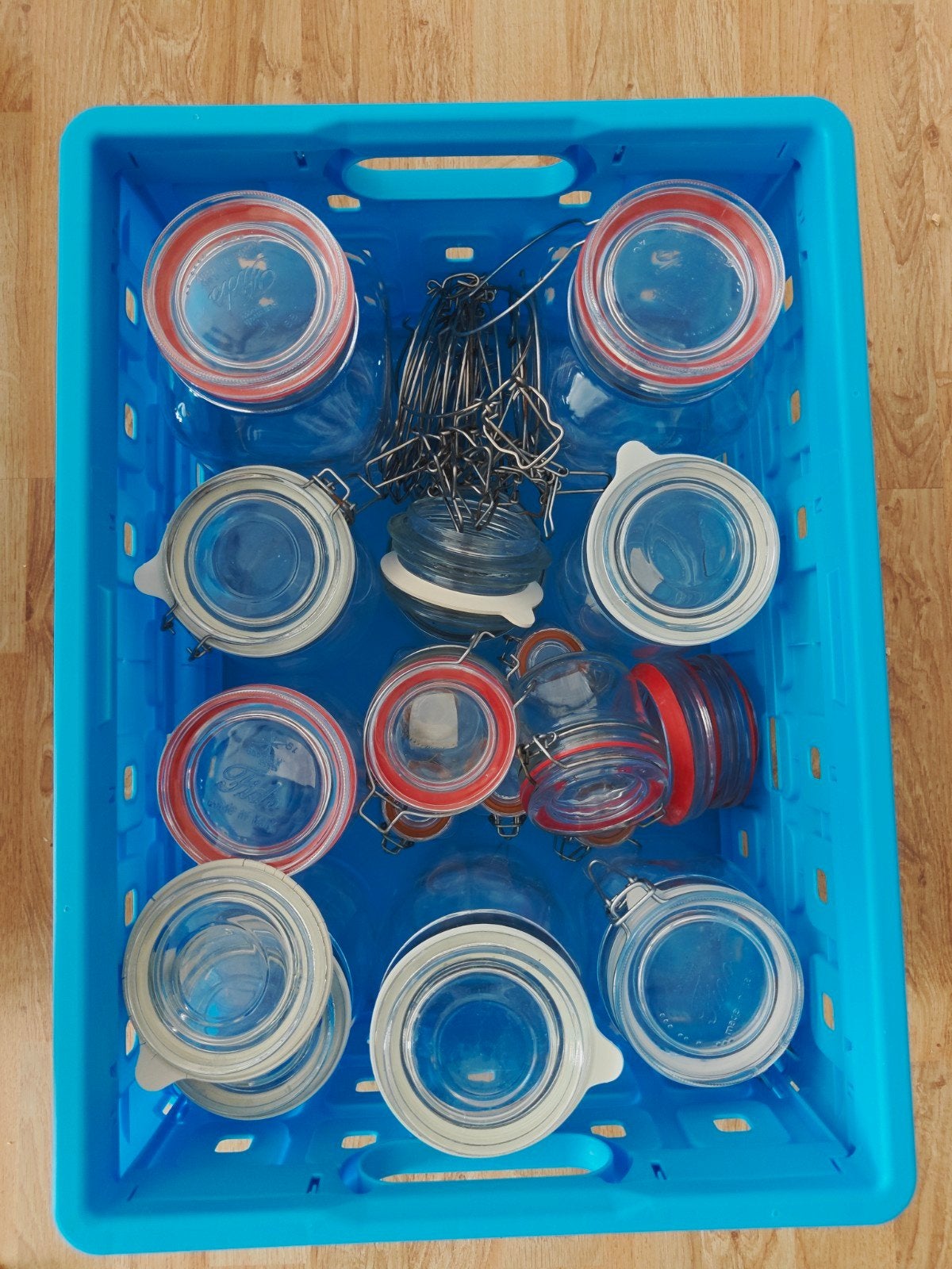 Glazen voorraadpotten met beugelsluiting - diverse maten, Voorraadpot, Ophalen, Gebruikt, Glas
