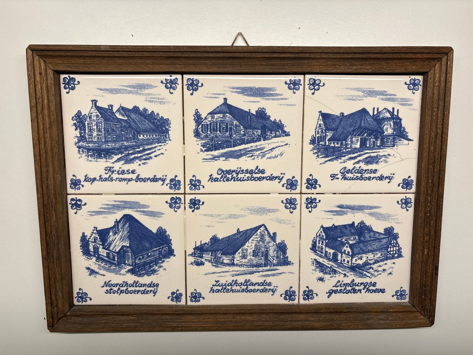 Delfts Blauw Tegeltableau met Nederlandse Boerderijen, Antiek en Kunst, Ophalen