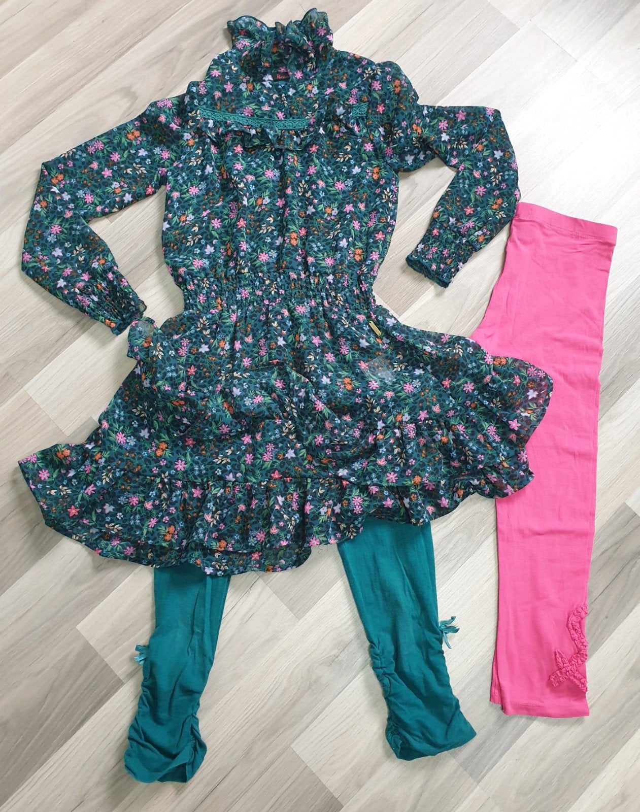 Zomerjurk turquoise met wee bijpassende korte leggings, Persival, Meisje, Ophalen of Verzenden, Zo goed als nieuw