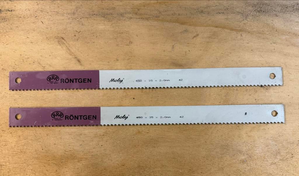 Röntgen Moly Zaagbladen voor een beugelzaag machine, Gebruikt, Overige typen, Ophalen of Verzenden, 30 tot 70 mm