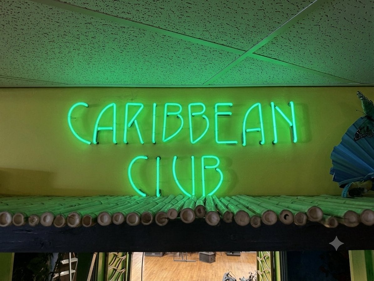 Authentieke neon verlichting 'Caribbean Club' Bison Bowling, Ophalen of Verzenden, Gebruikt