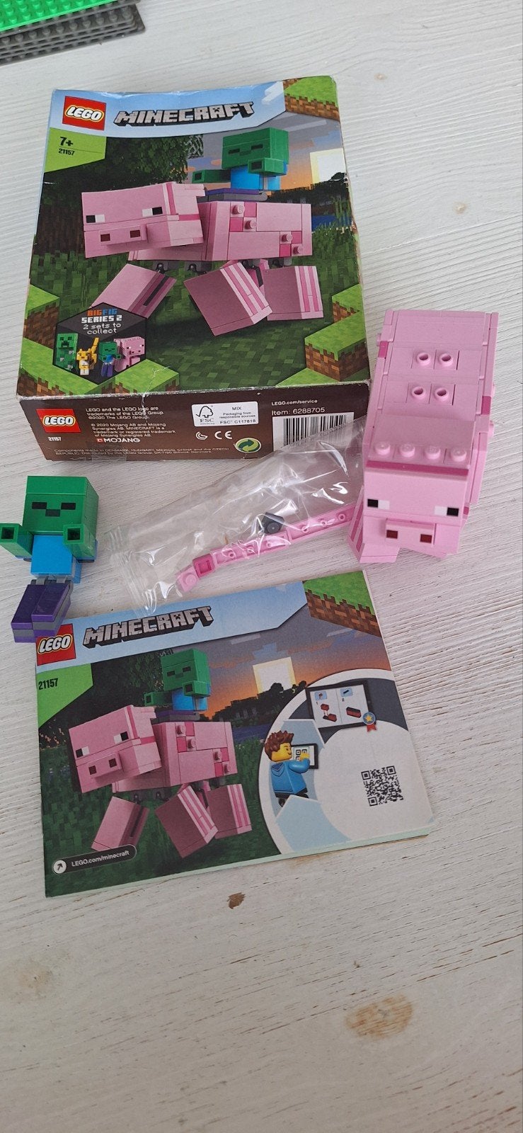 Lego Minecraft 21157 Bigfig varken met Babyzombie, Kinderen en Baby's, Speelgoed | Duplo en Lego, Ophalen, Compleet, Lego, Zo goed als nieuw