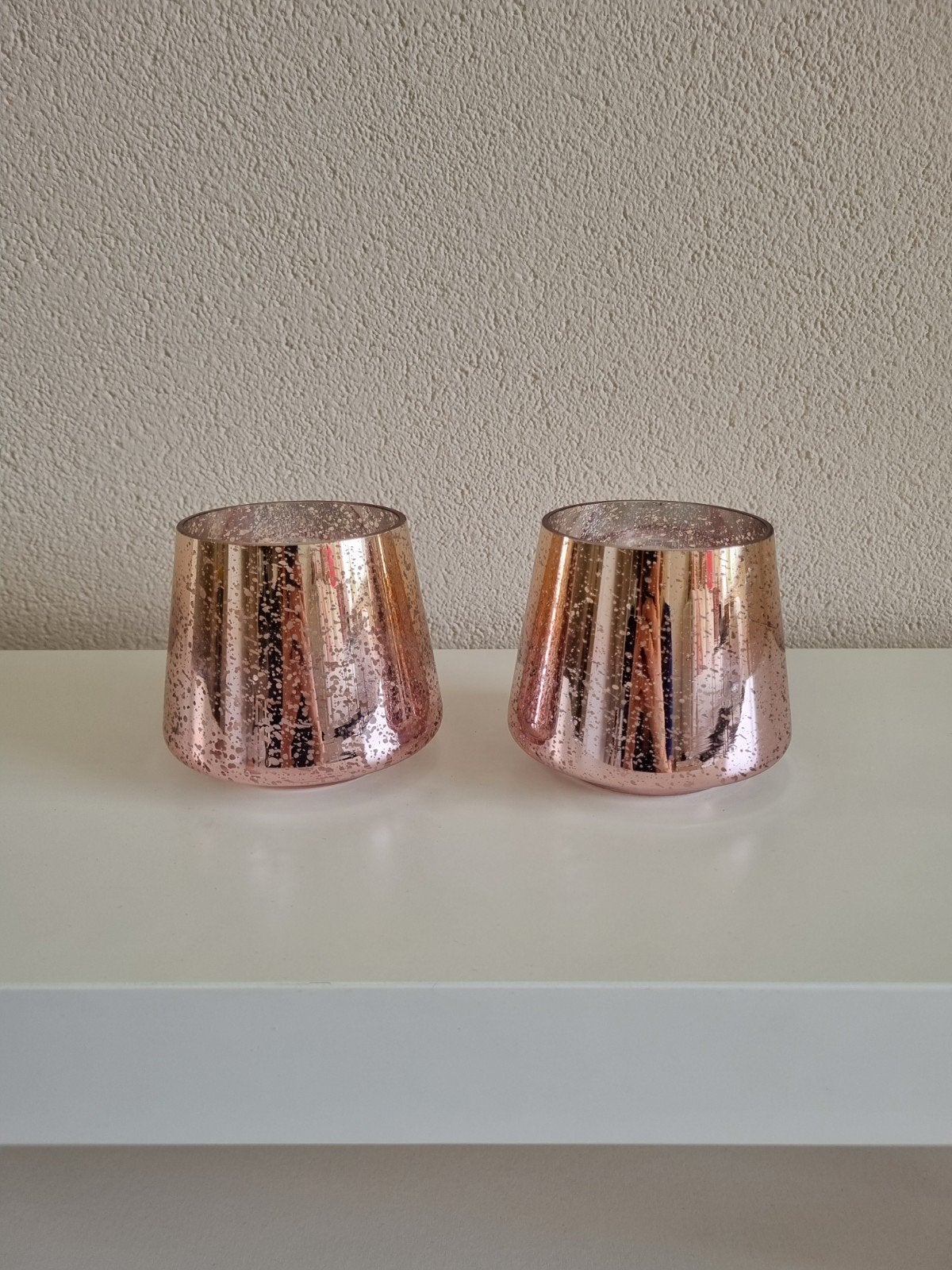 Waxinelichthouders roze - 9cm hoog, Overige materialen, Overige kleuren, Ophalen of Verzenden, Zo goed als nieuw