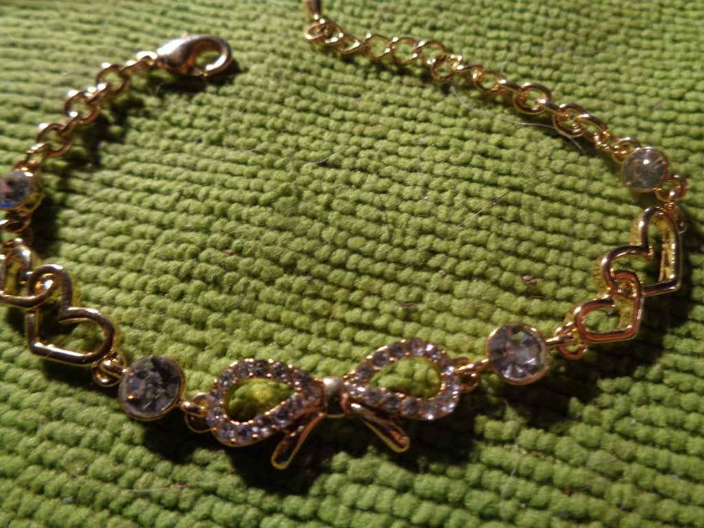 goudkl armband met kristal en strass nr arm 1141, Overige materialen, Met strass, Nieuw, Ophalen of Verzenden
