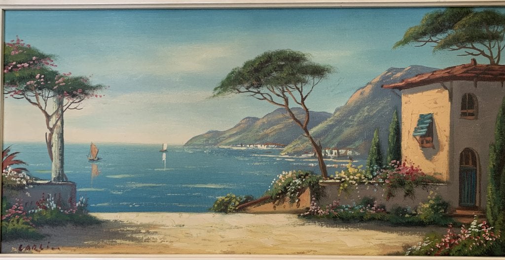 Middellandse Zee Landschap - Gesigneerd 'Garcia', Antiek en Kunst, Ophalen of Verzenden