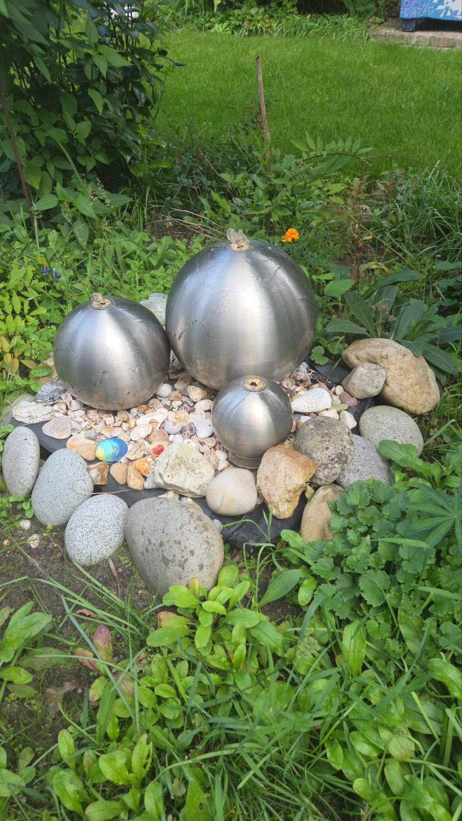 Set van 3 RVS Decoratieve waterbollen, Tuin en Terras, Ophalen, Gebruikt, Metaal, Abstract beeld