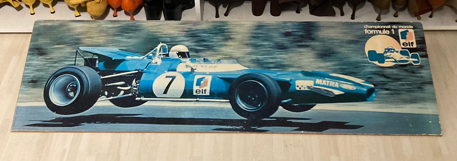 Oude poster op houten bord, Ophalen, Gebruikt, Formule 1