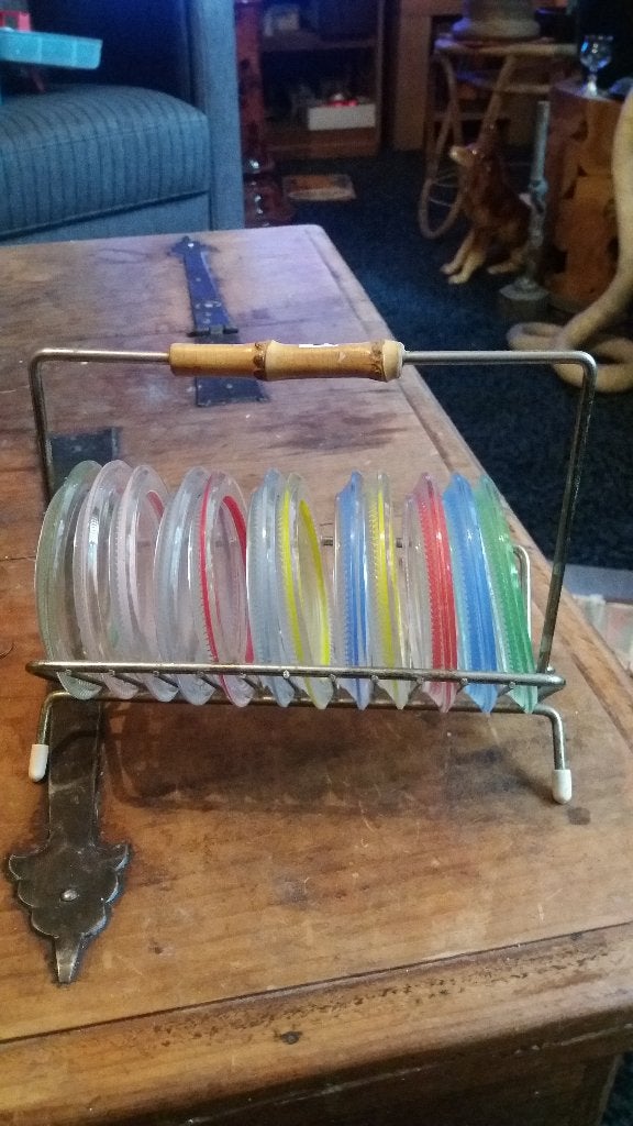 vintage onderzetters in rekje, Ophalen of Verzenden, Huis en Inrichting