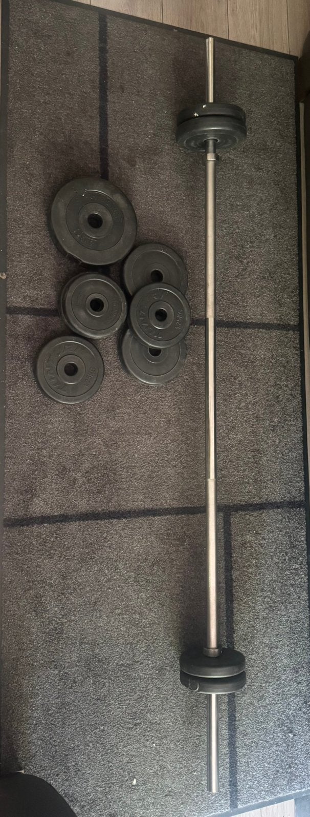 Halterset gewichten, Sport en Fitness, Fitnessmaterialen, Ophalen, Zo goed als nieuw, Halterset