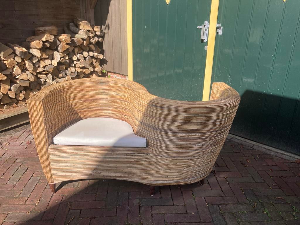 Vintage Rotan Loveseat Viva del Sud Jaren '60, Gebruikt, Minder dan 75 cm, 150 tot 200 cm, Tweepersoons