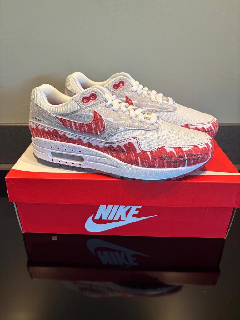 Nike Air Max 1 Sketch to Shelf White University Red, Ophalen of Verzenden, Nieuw, Sneakers of Gympen