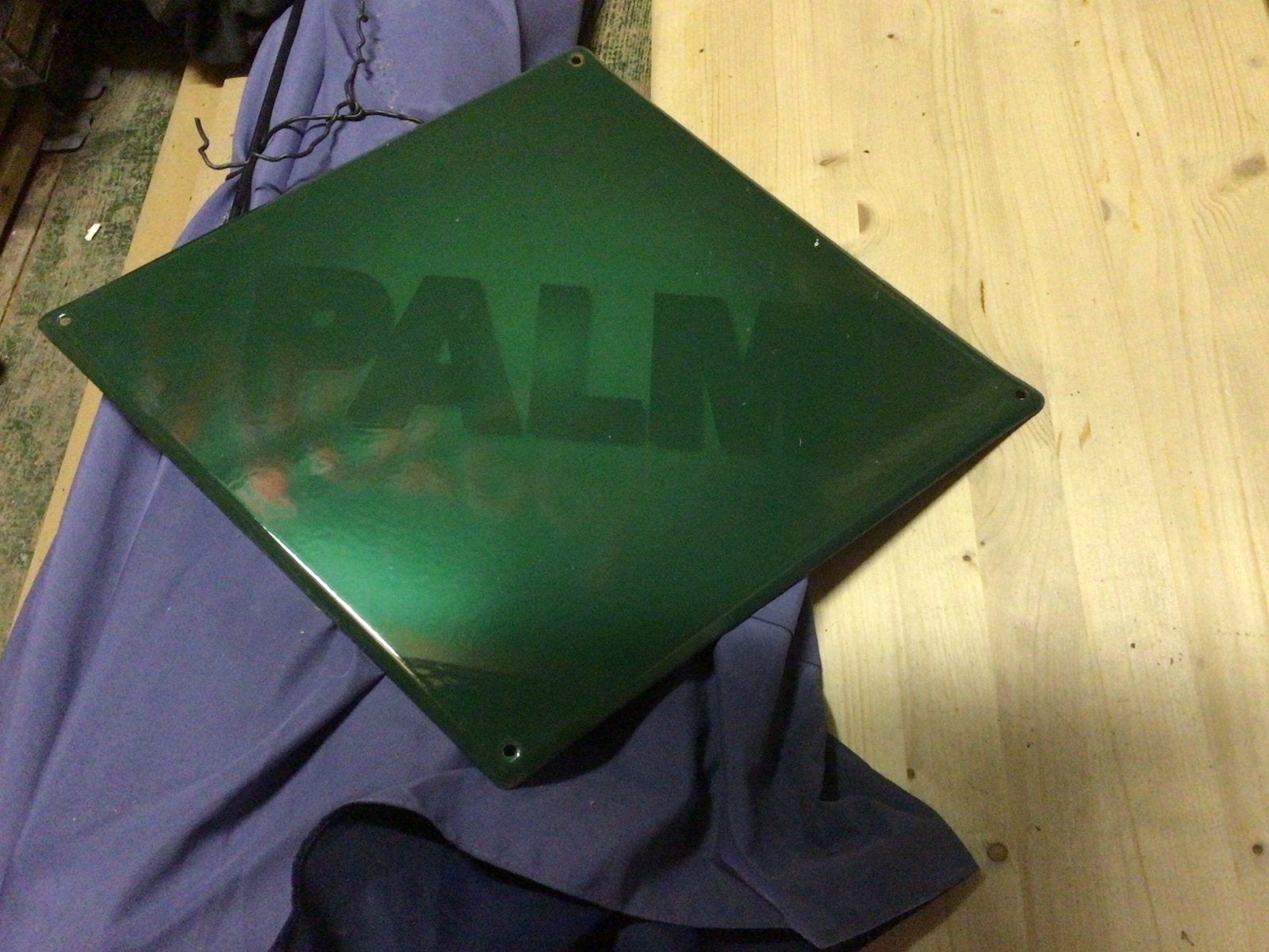Vintage Palm Bier Reclamebord - Groen Emaille, Verzamelen, Biermerken, Ophalen of Verzenden