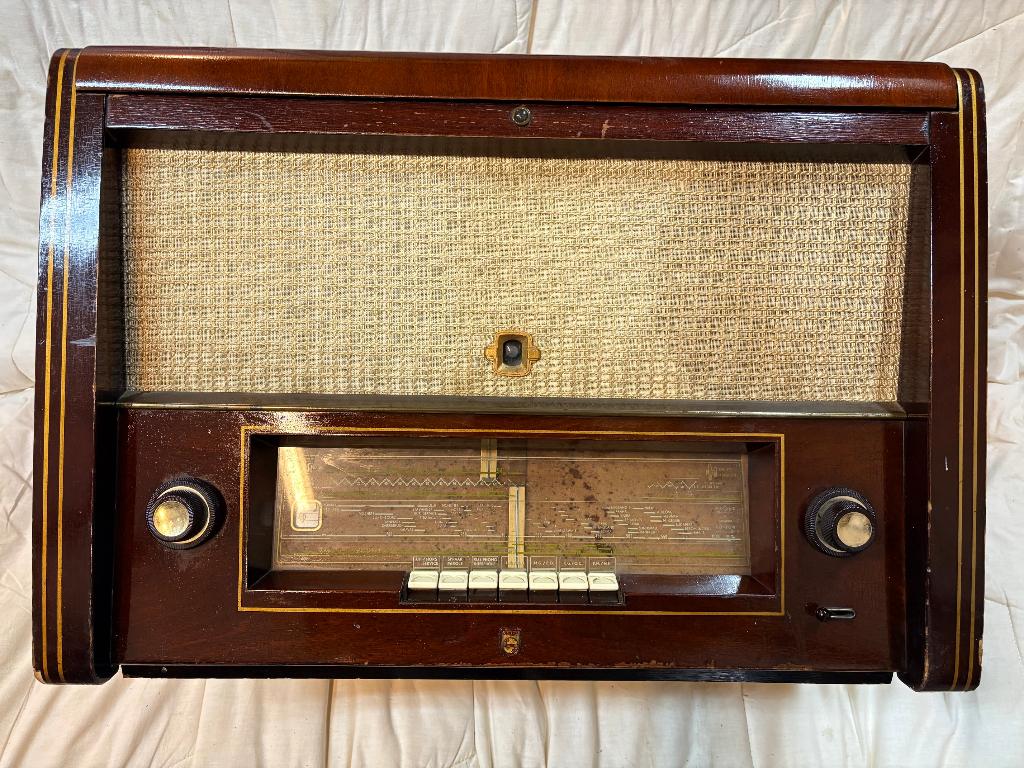 Antieke Philips radio, uitgebreid met Bluetooth., Antiek en Kunst, Ophalen of Verzenden