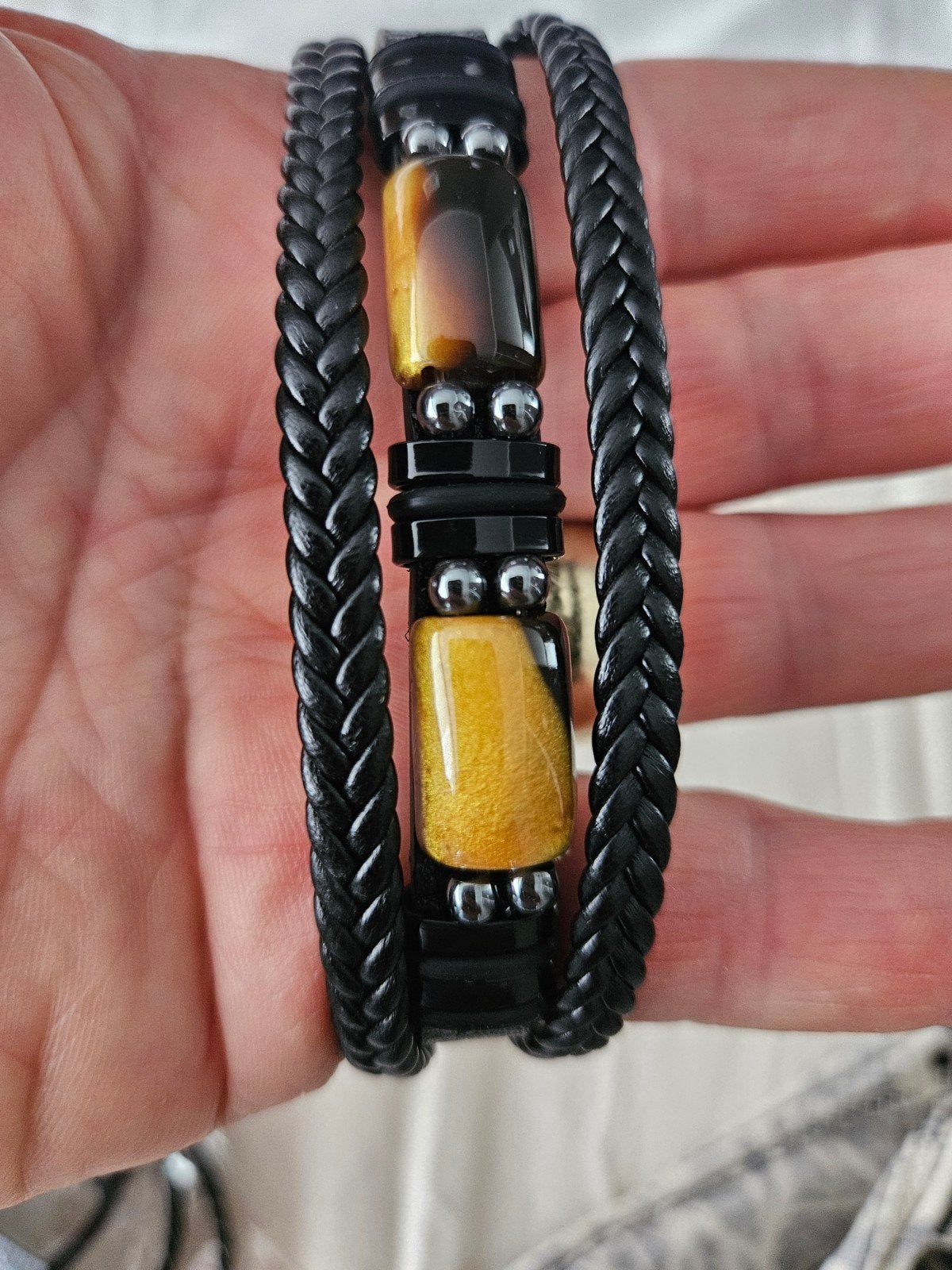 Mooi gevlochten armband met Stijn, Ophalen of Verzenden, Nieuw, Zwart, Leer