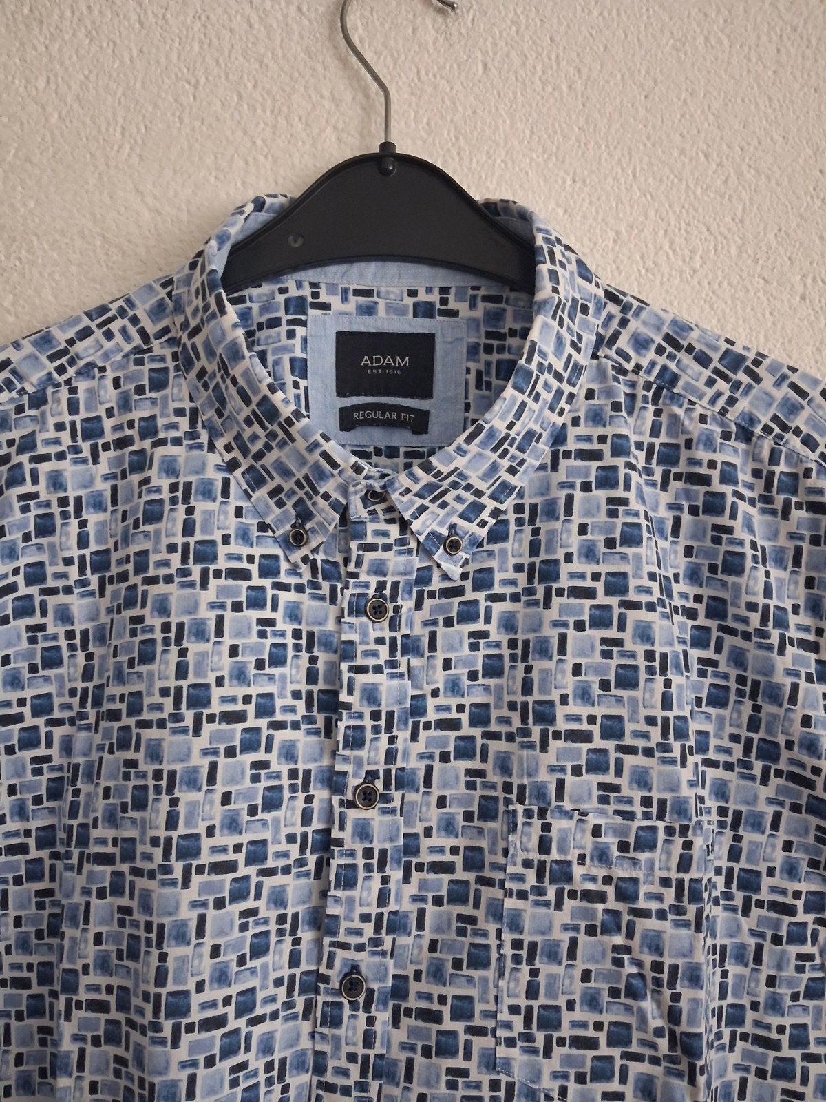 Adam Regular Fit overhemd - Blauw/Wit - Maat 3XL, Kleding | Heren, Overhemden, Blauw, Adam, Ophalen of Verzenden, Zo goed als nieuw