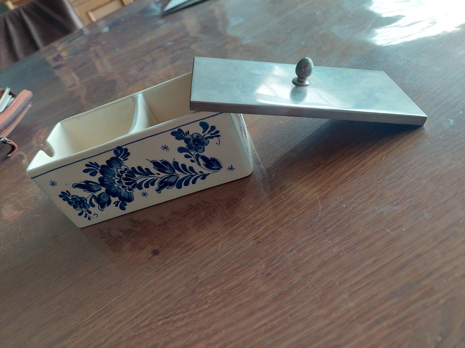 Delfts Blauw botervlootje met deksel, Antiek en Kunst, Antiek | Porselein, Ophalen of Verzenden