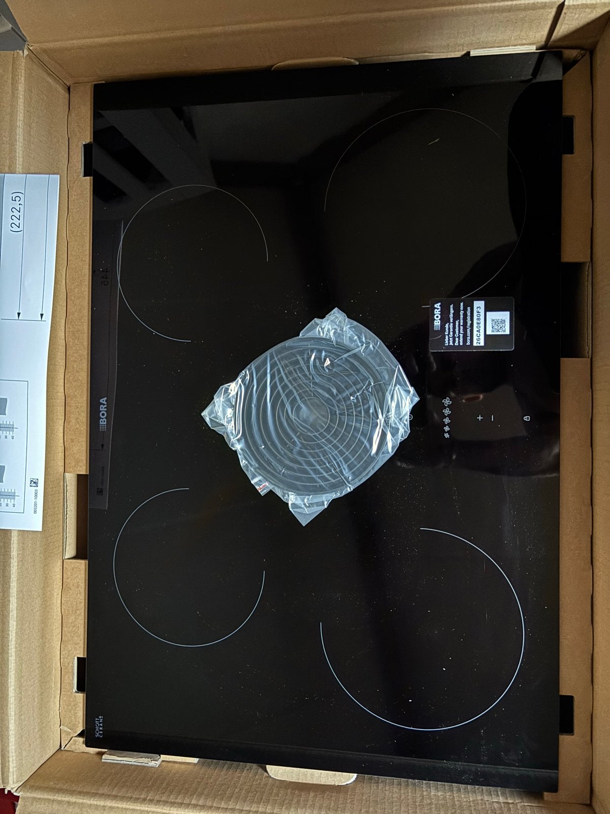Bora E80NUA11 Inductiekookplaat met afzuiging -Nieuw in doos, Nieuw, Inbouw, Inductie, 4 kookzones