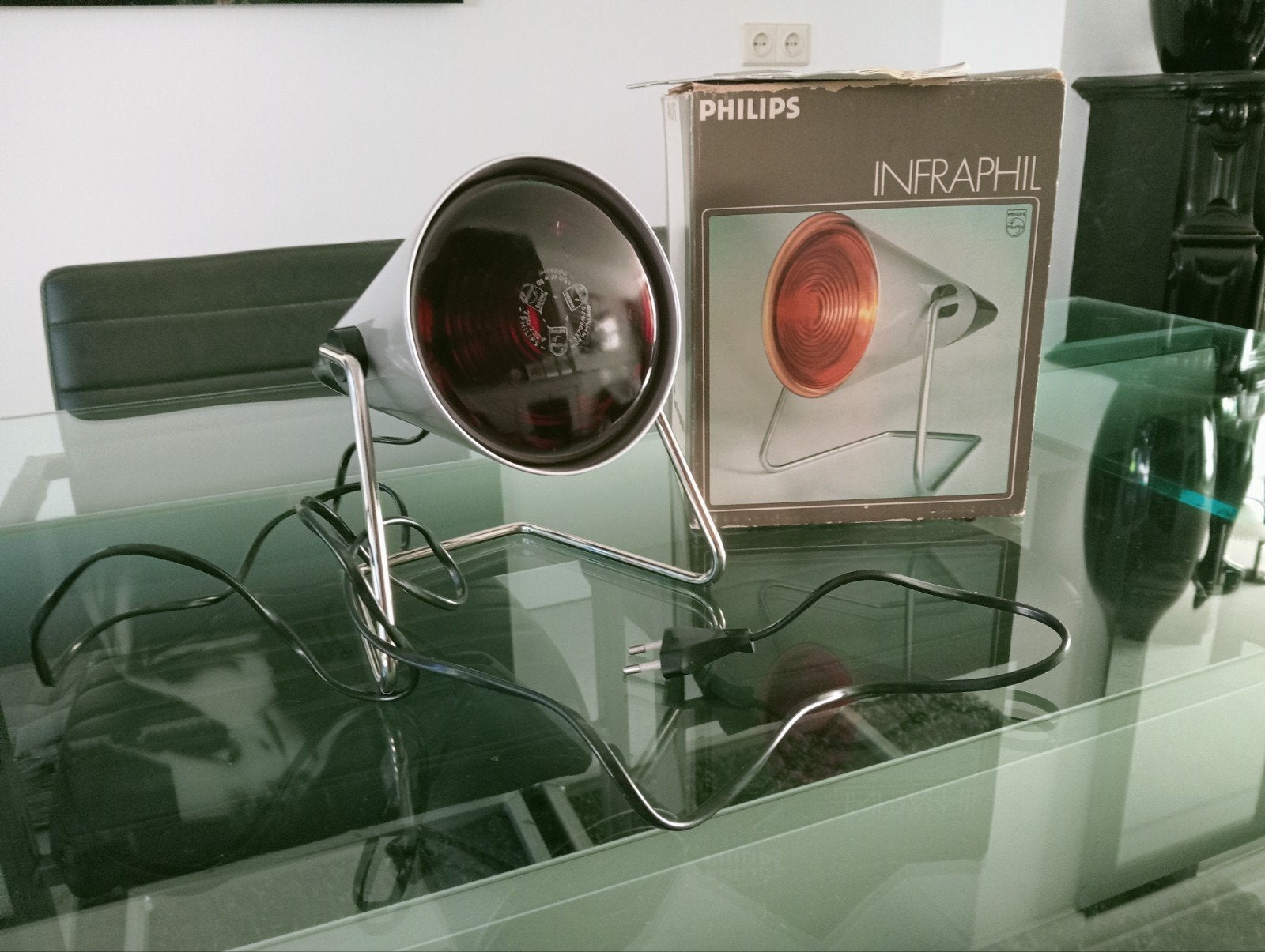 Vintage Philips Infraphil Infraroodlamp (met originele doos), Ophalen of Verzenden, Zo goed als nieuw, Philips, Grijs