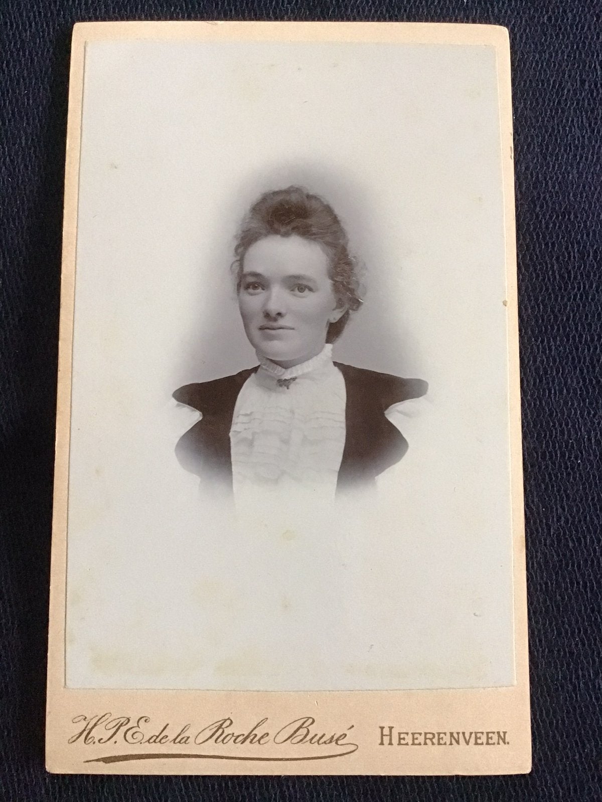 CDV, Dame, H.P.E. DE LA ROCHE BUSÉ, Heerenveen, Ophalen of Verzenden, Voor 1940, Gebruikt, Foto