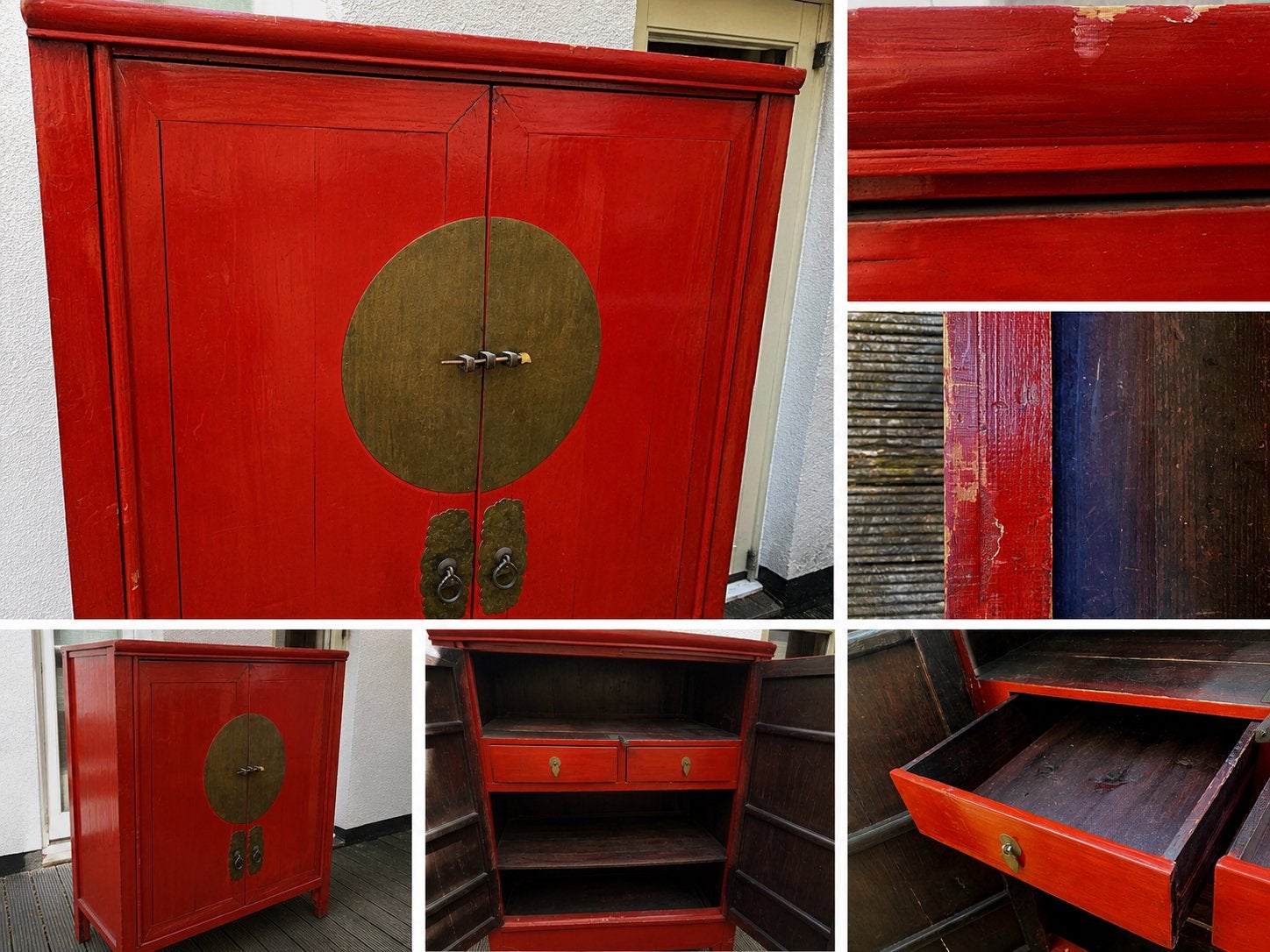 Antieke Chinese bruidskast in rood, Ophalen
