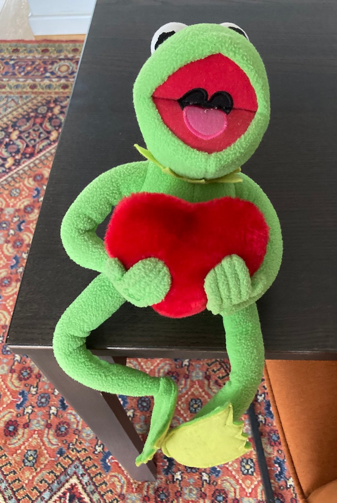 Mooie, grote (35 cm), buigbare Kermit de Kikker De Muppets, Ophalen of Verzenden, Gebruikt, Kikker