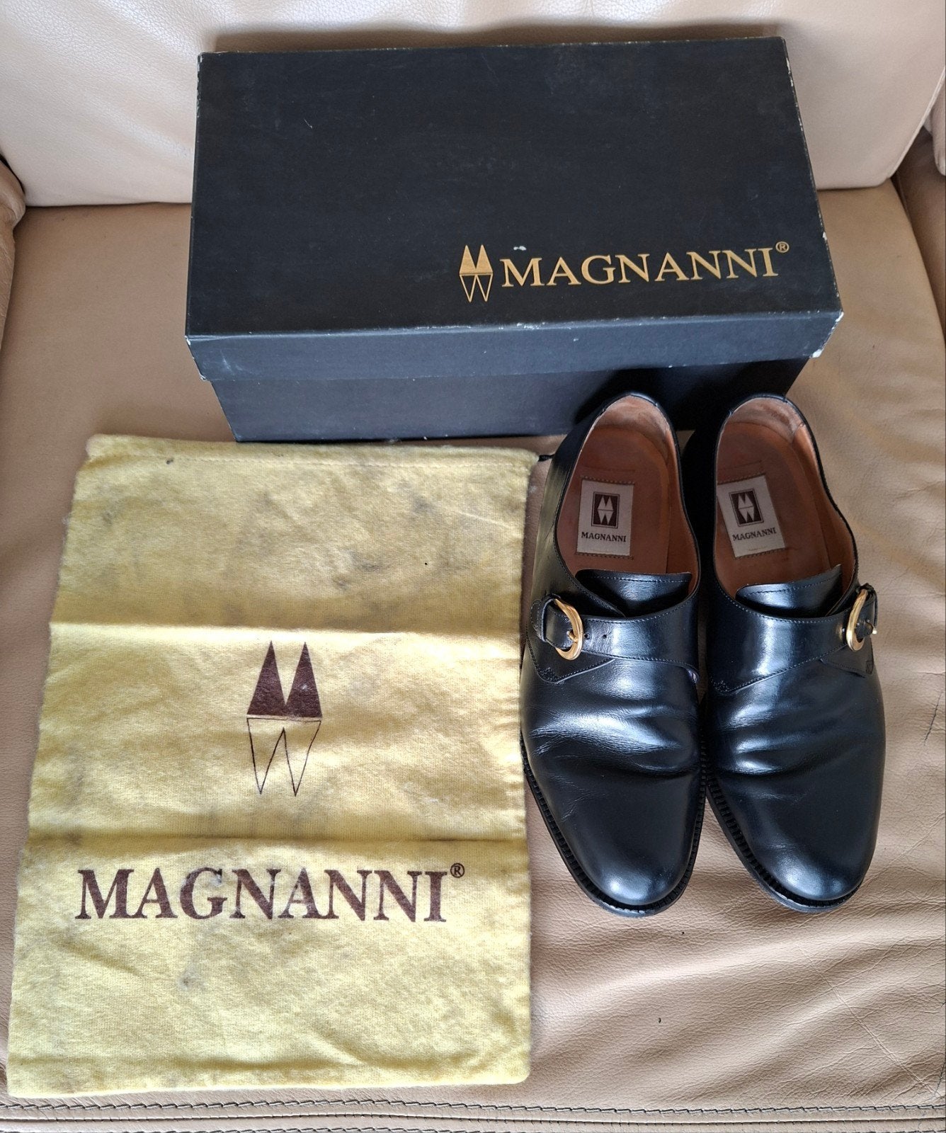 Mooie zwart lederen Magnanni gespschoenen maat 39, Kleding | Heren, Schoenen, Ophalen of Verzenden, Zo goed als nieuw, Zwart, Gespschoenen
