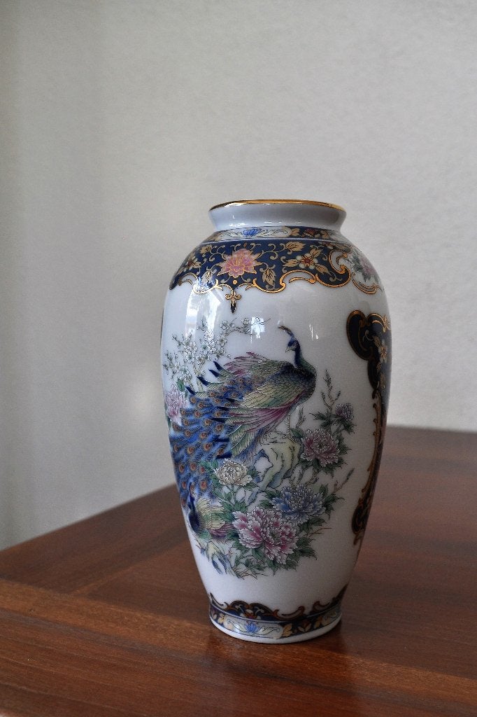 Vintage KLEIN Chinees Bord Vaasje Pauw 16 cm 11,5 cm, Antiek en Kunst, Ophalen