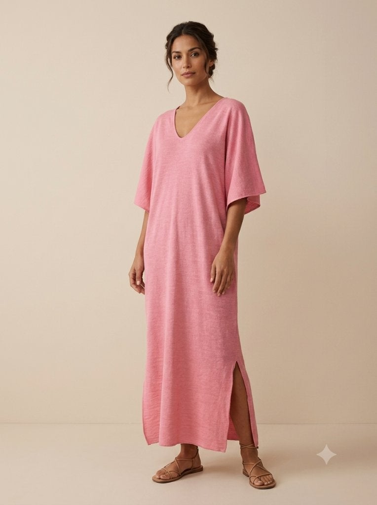 Speezys Lichtroze Kaftan Quiet Luxury Resortwear One Size, Kleding | Dames, Speezys, Verzenden, Maat 46/48 (XL) of groter, Zo goed als nieuw