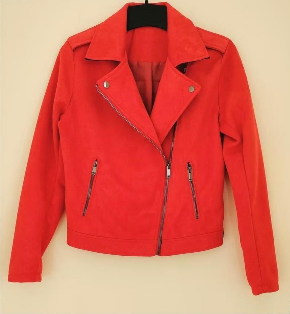 Hippe rode suède look biker jas! (NIEUW!), Ophalen of Verzenden, Nieuw, Maat 36 (S), Rood