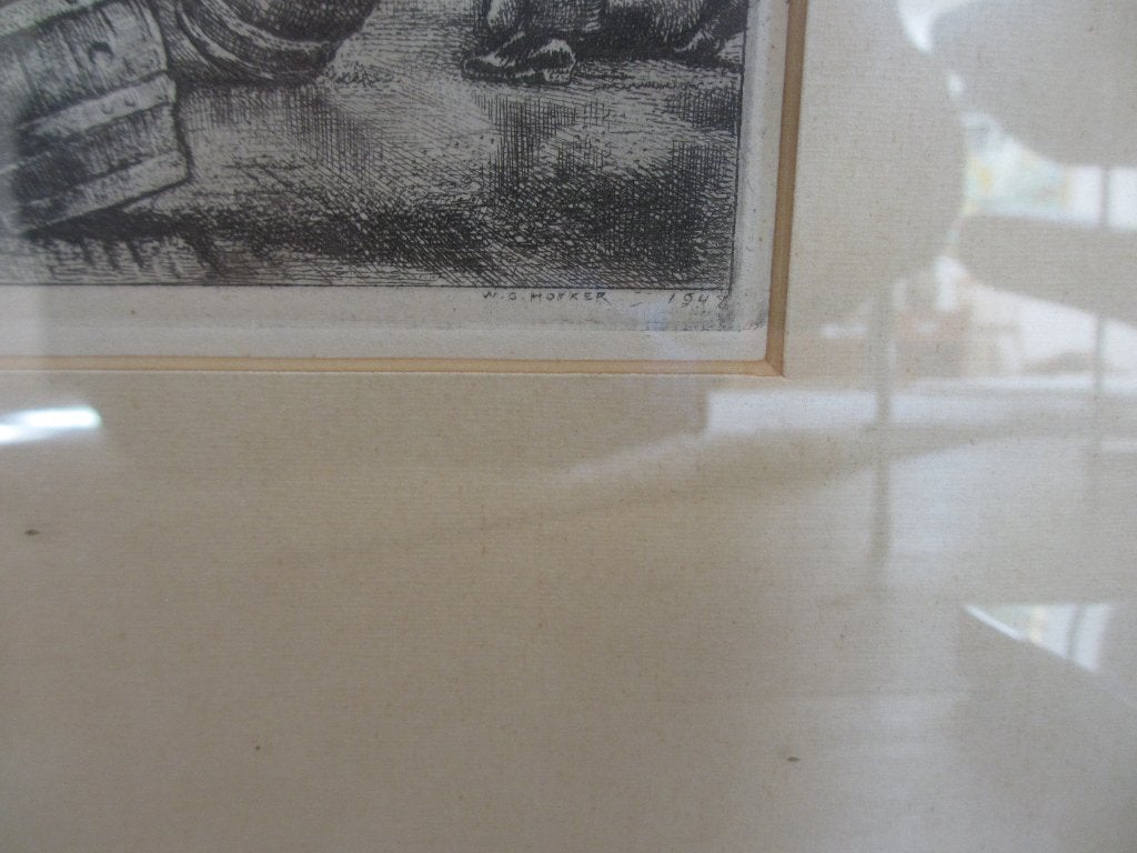 Willem Gerard Hofker ets Bierwagen langs de Amstel, Antiek en Kunst, Kunst | Etsen en Gravures, Origineel, Stadsgezicht, Ophalen of Verzenden