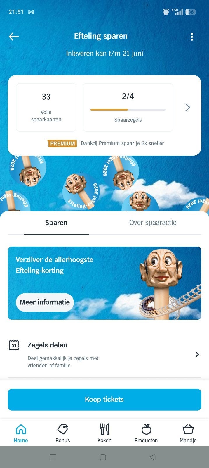 Efteling spaarzegels 2026 - Hoge korting op tickets, Ophalen