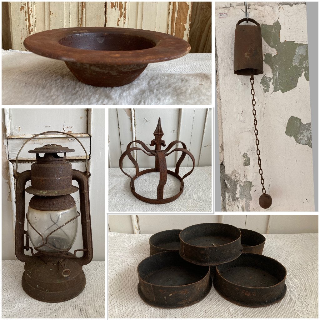 Brocante schaal - koeienbel - kroon - beschuitvormen, Ophalen of Verzenden
