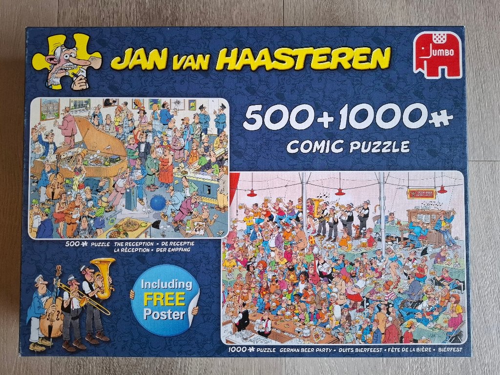 J v Haasteren 19058 Receptie 500 en Duits bierfeest 1000 st., Ophalen of Verzenden, 500 t/m 1500 stukjes, Zo goed als nieuw, Legpuzzel