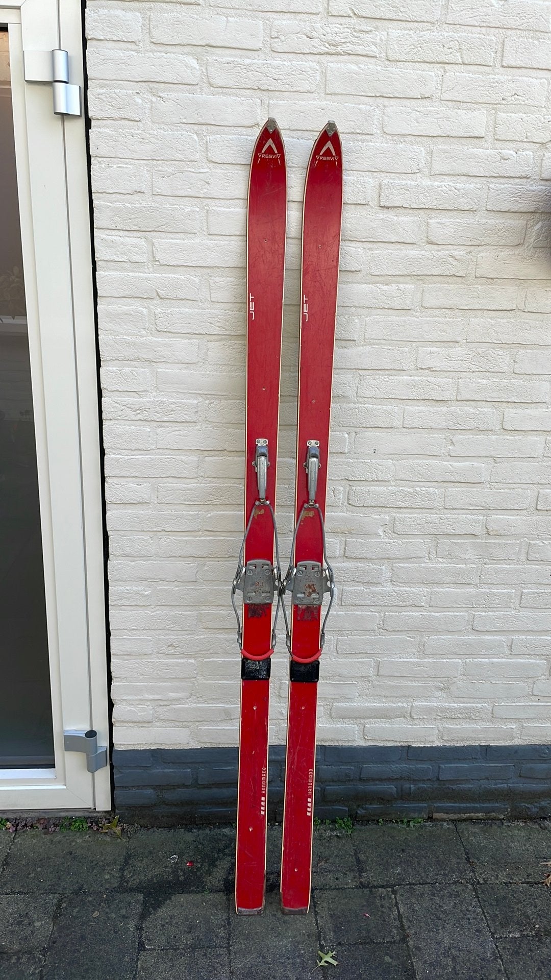 Vintage antieke rode houten Ski’s Handmade Elan decoratief, Ophalen
