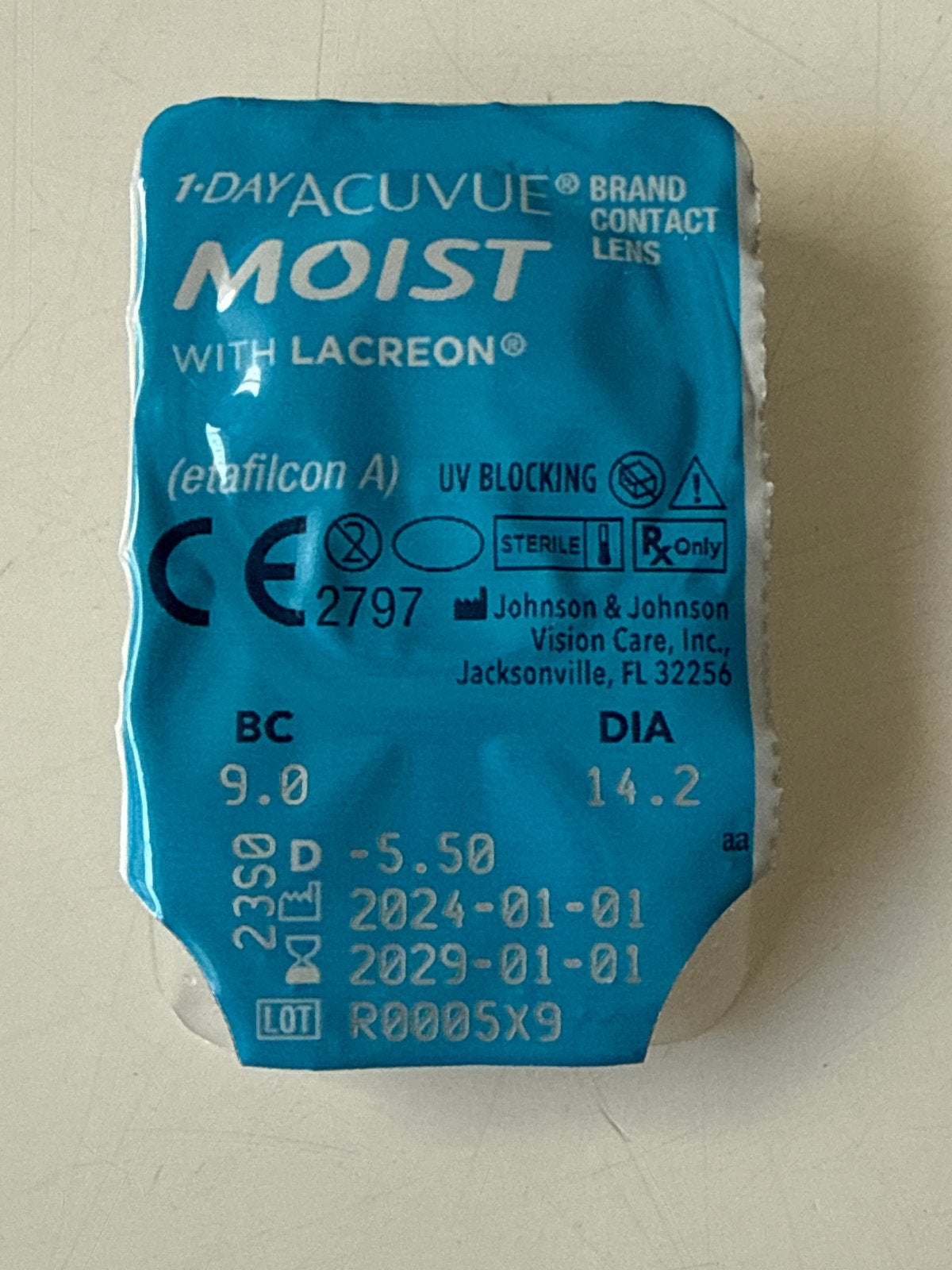 Grayis 1-Day Acuvue Moist contactlenzen -5.50 (62 daglenzen), Ophalen, Nieuw, Bril, Overige merken