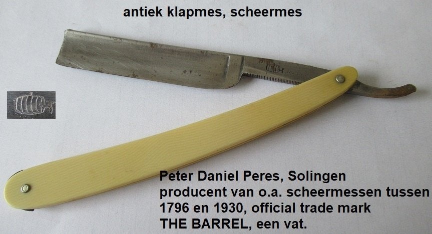 antiek scheermes / klapmes, P.D.Peres Solingen, the Barrel, Ophalen of Verzenden