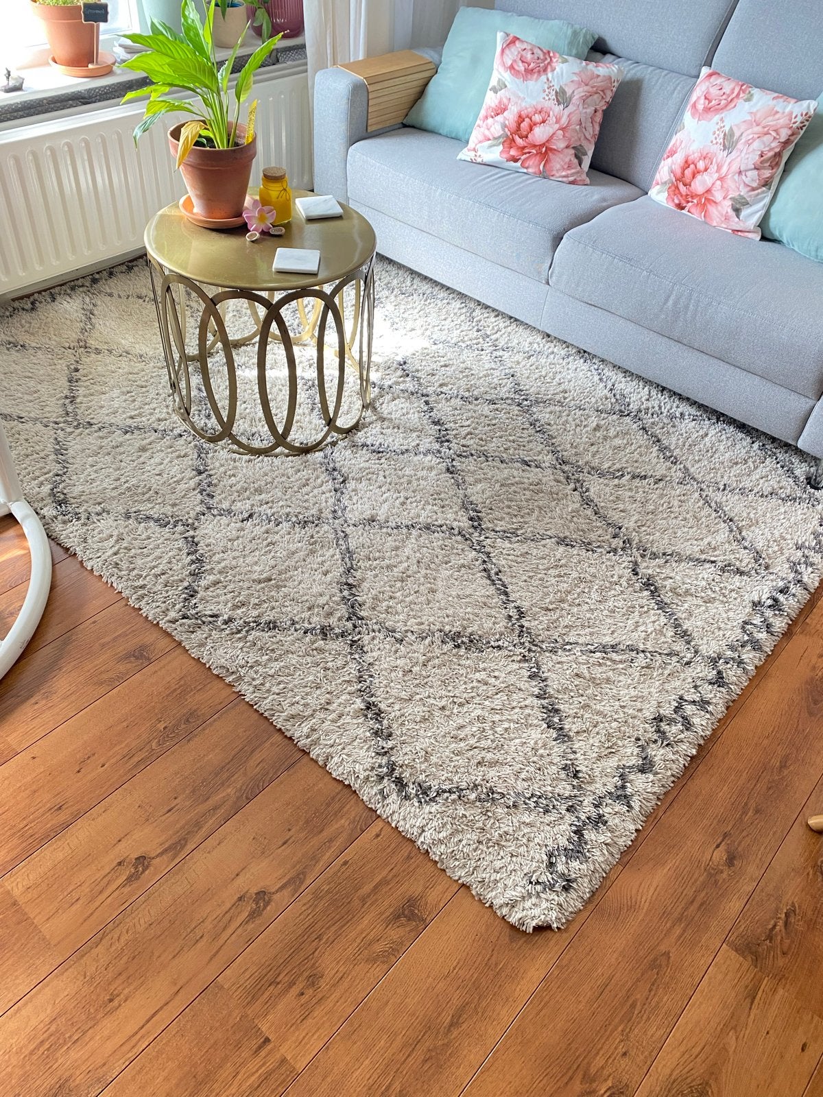 Vloerkleed Crème/Donker Grijs 160x230 cm uit 2022 van Karwei, Ophalen, 150 tot 200 cm, 200 cm of meer, Zo goed als nieuw