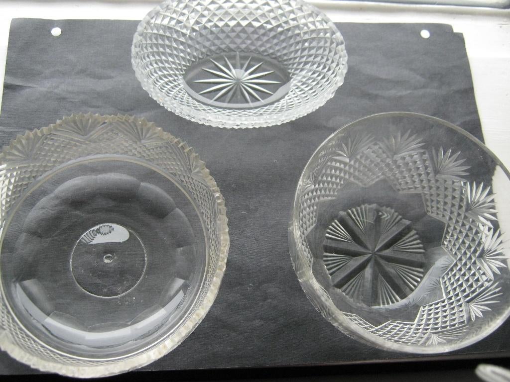 3 Antiek Kristallen Schaaltjes., Verzenden