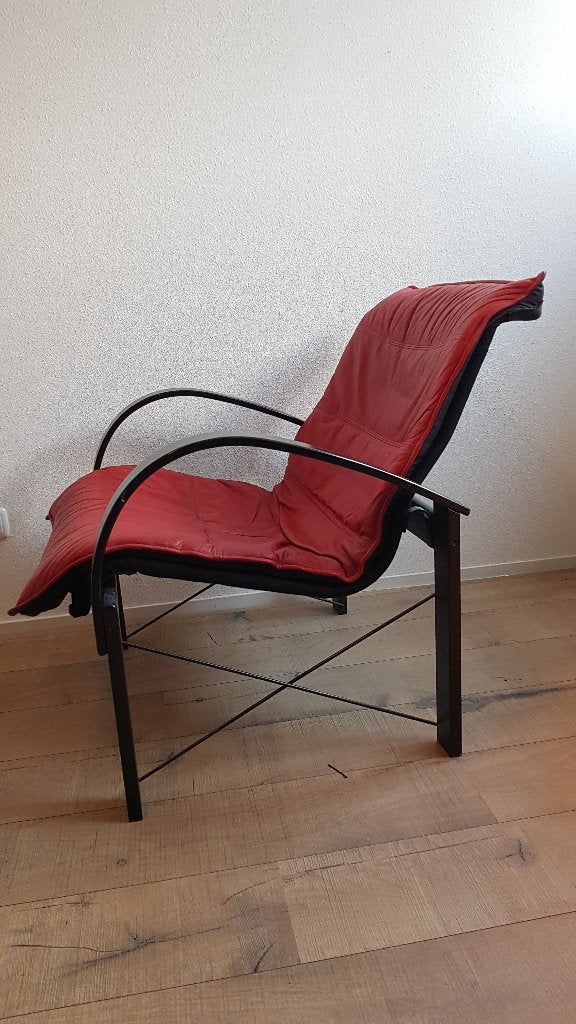 IKEA Polhem Fauteuil rood, Huis en Inrichting, Fauteuils, Ophalen, 75 tot 100 cm, Zo goed als nieuw, Retro