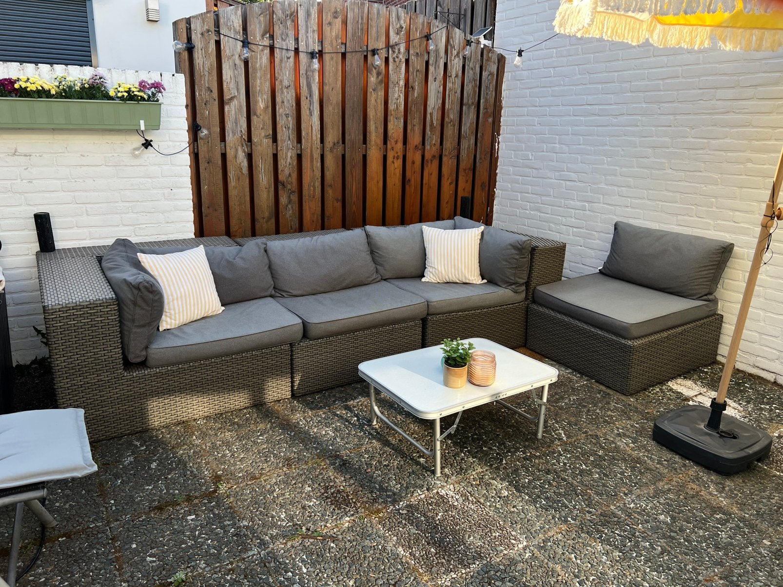 Loungeset met hocker en kussens, Ophalen, Gebruikt, Bank, Loungeset