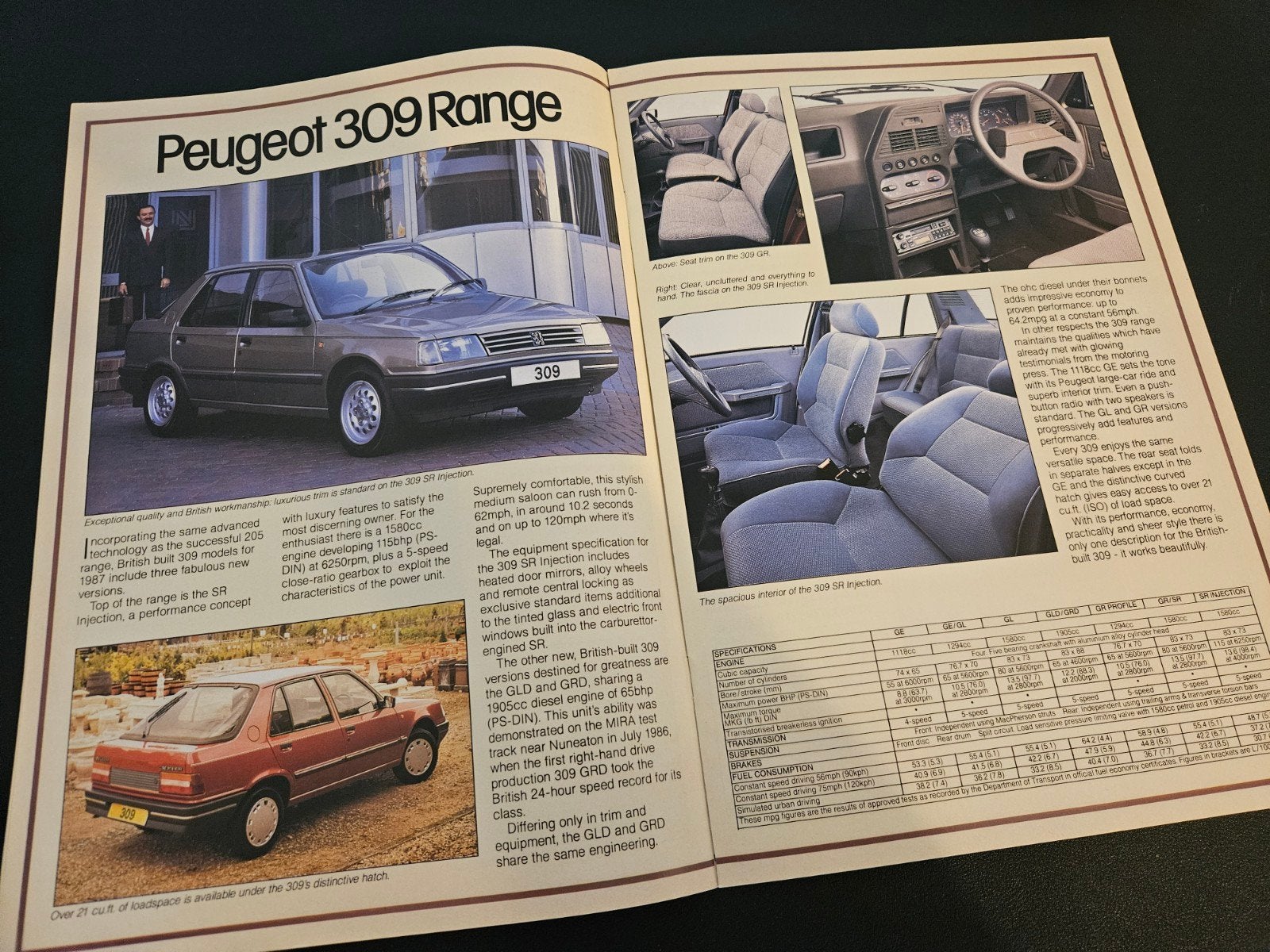 Brochure Peugeot 205, 309, 305 & 505 range 1987 UK, Boeken, Auto's | Folders en Tijdschriften, Ophalen of Verzenden, Zo goed als nieuw